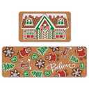 Tailus Christmas Gingerbread House Kitchen Rugs Set of 2, Red Gingerbread Man Xmas Tree Hearts Cookies Floor Mats Decor, Winter Holiday Believe Door Mat Home Decorations - 17x29 and 17x47 Inches