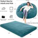 Bean Bag Chairs for Adults - Giant Bean Bag Chair Convertible Bean Bag Bed - Beanbag Chair with Micro Fiber Cover/Furniture Foam Filler - Floor Couch Sofa in Bedroom Dorm Room - Queen Lake Blue