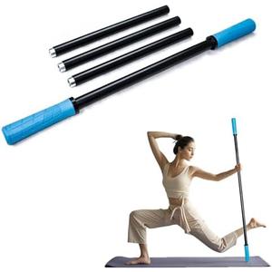 Huangyunming Yoga Stick 5 ft Sturdy Steel, Adjustable Stretching Stick for Mobility, Flexibility and Balance, Versatile Exercise Stick with 5 Steel Rods & rubber Handles