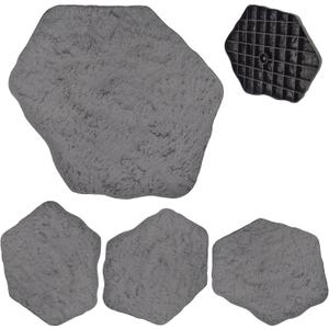 Arcadia Garden Products Set of 4, 16x17 Dark Gray Stepping Stone Fiberclay Pavers, Outdoor Garden Natural Repeatable Pattern Pathway, Faux Stone Decorative Landscaping Walkway