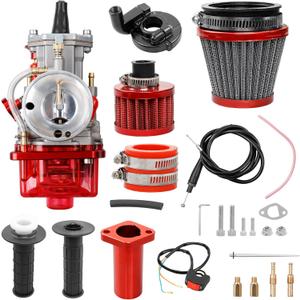 PWK 24mm Carburetor Throttle Assembly | Compatible with Predator 212cc/196cc/224cc, Coleman CT200U/BT200X Mini Bikes, Baja Warrior, Massimo MB200, KT196 Go Karts, GX160/GX200 6.5HP Clone Engines(Red)
