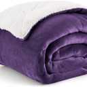 Sherpa Fleece Throw Blanket for Couch, Non-Heated, Thick and Warm Throw Gifts for Women and Girls, Soft Fuzzy Plush Blanket for Winter, Purple, 50x60 Inches
