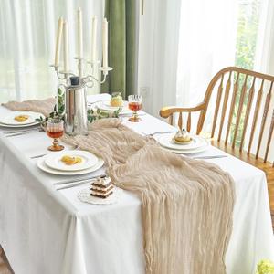 IVAPUPU 6 Pcs Cheesecloth Table Runner - 10ft Nude Boho Gauze Cheese Cloth Table Runners for Baby Shower Decoration Wedding Party Summer Garden Farmhouse