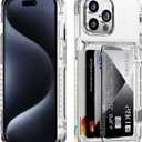 for iPhone 15 Pro Case Wallet Clear Protective Phone Case with Credit Card Holder Heavy Duty Protection Shockproof Anti-Scratch Anti-Yellow Cover for iPhone 15 Pro 6.1 inches Transparent