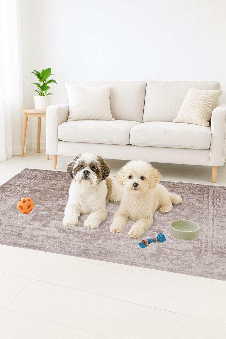 PUPIBOO Washable Pee Pads for Dogs and Cats - Super Absorbent Reusable Puppy Training Pads - 100% Waterproof, Leak-Proof & Non-Slip Whelping Pads for Pet Housebreaking (5FT x 7FT (Pack of 1), Taupe)