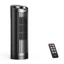 GRIDR Tower Fan Bladeless with 3 Speeds, 4 Mode [AI, Normal, Natural, Sleep], Table Fan 80° Oscillation, Touch Screen + Remote Control, 12H Timer, 13" Desk Fan for Bedroom Home Office Desktop-Black