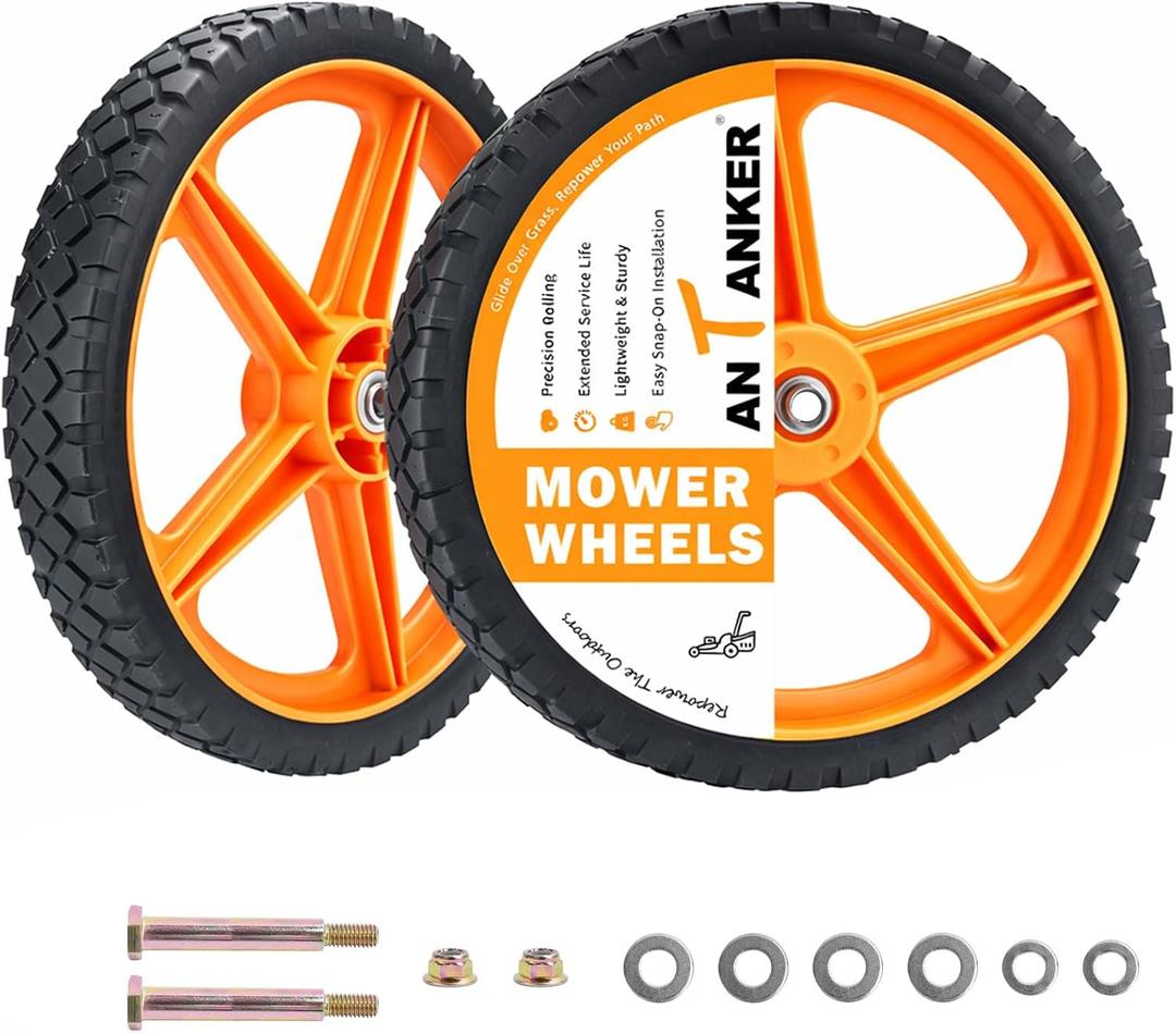 16" Lawn Mower Wheels, 16 x 1.75 Inch Spoked Plastic Wheels