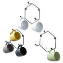 MyGift Modern Wall Mounted Mug Holder Coffee Mug Racks, Geometric Black Metal 9 Cup Rack Holder, Set of 3