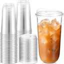 Baderke Clear Plastic Cups with Strawless Sip Lids Disposable Round Bottom Togo Cups for Coffee Smoothie Cold Beverage Coffee Shops and Party Catering (20 oz,50 Pcs)
