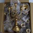 6 Pcs Gold Candelabras Centerpieces for Tables, 11.8" Candlestick Holder for Taper Candles, 5 Arm Brass Candelabra Candle Holder for Wedding Centerpiece Decor Party Event Reception Decoration