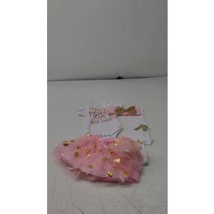 XFGLCK Newborn Infant Baby Girl My 1st Mother's Day Skirt Set Romper+Tutu Pink Dot Skirt+Headband+Legging Warmer 4Pcs (0-3 Months)