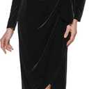 kensie Women's Long Sleeve Velvet Faux Wrap Midi Dress (4, Black)