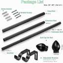 LLPJS Curtain Rods for Windows 16 to 48 inches, Curtain Rod Max Adjustable Length to 60 in, Drapery Rod 1 inch Diameter with Modern Knobs Finials (Black, 16" to 48" - Set of 1)