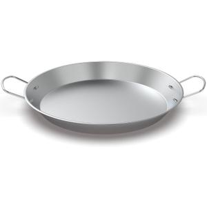 Stainless Steel Paella Pan with Handles, 18.5in Round Grill Griddle for TIKI Solo Stove Cuisinart Fire Pit Kamado Charcoal Grill Weber Kettle and More, Oven and Induction Safe for Indoor & Outdoor Use