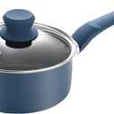 2 Quart Sauce Pan with Lid, Blue Diamond NonStick Small Pot with Tempered Glass Lid, Soft-Touch Handles, Induction Base