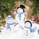 COCHIE Snowman Christmas Decorations Indoor, Cute Winter Tiered Tray Decor Set of 3, Wooden Snowman Blocks Xmas Table Decoration for Party Home Office Shelf Door (Let It Snow)