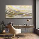Artexist Abstract Wall Decor Modern Canvas Poster Gold Foil Wood Wall Art 24"x48" Pictures for Bedroom Wall Posters for Dining Room Area