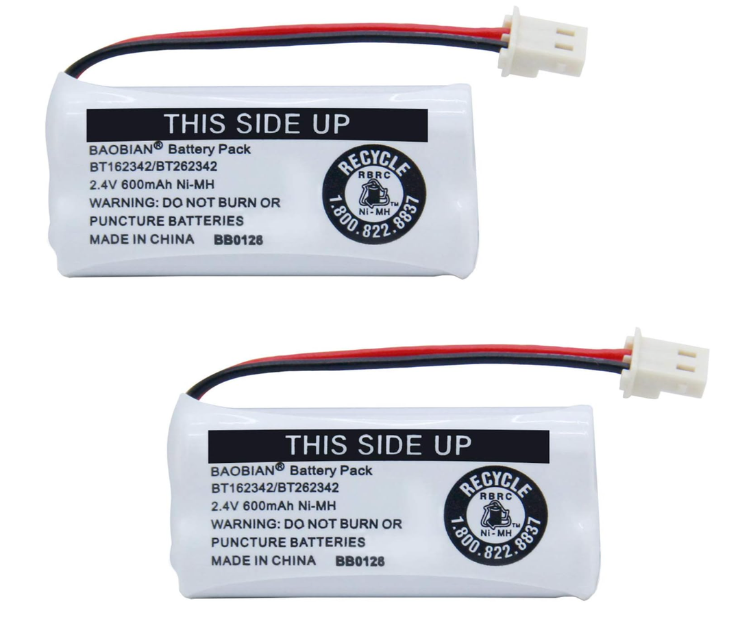 2.4V Ni-MH BT162342 BT262342 Battery for BT183342 BT283342 BT166342 BT266342 VTech CS6114 CS6419 CS6719 AT&T EL52300 CL80111 Cordless Phone (2 Pack)