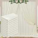 50 ft x 10 ft Wrinkle Free Ivory Backdrop Curtain for Wedding Parties, Fabric Ivory Photo Backdrop Drapes 10 Panels 5x10ft for Baby Shower Photoshoot Engagement Birthday Party Photography Background