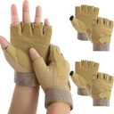 2 Pairs Director's Showcase Color Guard Gloves Fingerless Colorguard Gloves for Color Guard Flag Pole and Sports (Tan)