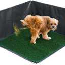 Dog Pee Pad Holder with High Walls, Portable Dog Litter Box for Inside Potty, Splash-Proof Pee Shield Pad Holder Tray for Puppies Small and Medium Dogs (Litterbox with Grass)
