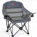Oversized Camping Chair, Portable Folding Padded Camp Chairs with Side Pocket, Cup Holder, Heavy Duty Support 500LBS Outdoor Lounge Chair for Adults, Fishing, Sports, Trip, Grey, 1PCS