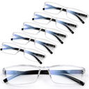 6 pack Executive Style Reading Glasses Men - Durable Readers with 99% Blue Light Blocking - Comfortable Fit with TR90 Frames +2.5