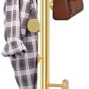 Modern Metal Coat Rack Stand, Coat Rack Freestanding with Natural Marble Base, Sturdy Heavy Duty Coat Racks with 8 Hooks, Golden Coat Hall Tree Stand for Entryway, Office