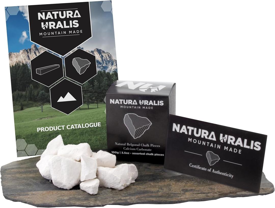 Natura Uralis Premium Belgorod Chalk Chunks | White Chalk Chunks - Amazing Crunch, Satisfying Earthy, Velvety and Firm Texture, ASMR Sensation, Natural Calcium Carbonate (Mini (3.5oz))
