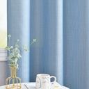 Lcoomzeb Blue Curtains for Living Room Linen Textured Curtains 126 Inches Long Farmhouse Casual Weave Back Tab Drapes Light Filtering Window Draps 2 Panels Heathered Blue, W52 x L126