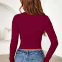 2 x PRETTYGARDEN Womens Long Sleeve Shirts 2026 Fall Trendy Crewneck Slim Fit Asymmetrical Going Out Tops Ruched Tee Y2k Clothes (Red, XL)