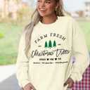 MYHALF Womens White Christmas Sweatshirt Crewneck Christmas Tree Graphic Shirts Oversized Xmas Pullover Sweater (Medium)