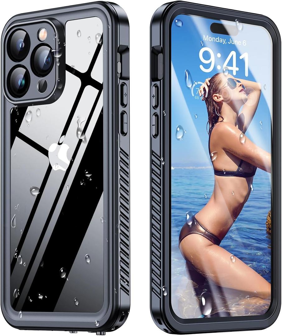 Humixxfor iPhone 15 Pro Case,for 15 Pro Case Cover,Built-in CameraLens and Screen Protector [Full-Body Shockproof][IP68 Underwater][Anti-Scratch] [Dustproof][Snowproof]Protective Case,A-Black
