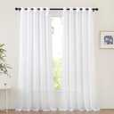 NICETOWN White Sheer Sliding Door Curtains 90 inches Long for Living Room, Grommet Elegant Soft Voile Sheer Textured Airy & Breathable Window Treatments for Bedroom, W66 x L90, 2 Panels