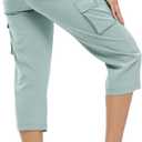 TBMPOY Womens Cargo Capris Lightweight Hiking Pants 6 Pockets Quick Dry Casual Outdoor Trip Loose Shorts Cropped Cotton (Blue, XL)
