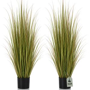 Jexine 2 Pieces 4 ft Tall Artificial Grass Plant Potted Artificial Greenery Floor Plants Fake Pampas Grass Tall in Pot for Housewarming Gift House Garden Bathroom Lobby Indoor Outdoor(Autumn Green)