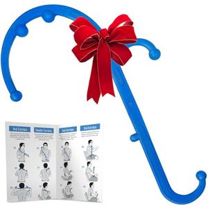 LiBa Back and Neck Massager - Trigger Point Massage Tools for Pain Relief and Manual Massage Hook Therapy Handheld Back Neck Shoulder Massager Blue - Gift for Women & Men