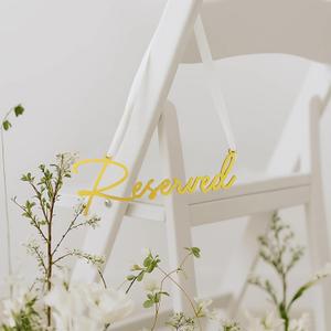 Gold Reserved Seating Signs For Chairs - 6 Pcs Row Reserved Signs For Wedding Chairs, Wood Church Sign For Wedding Ceremony Decoration