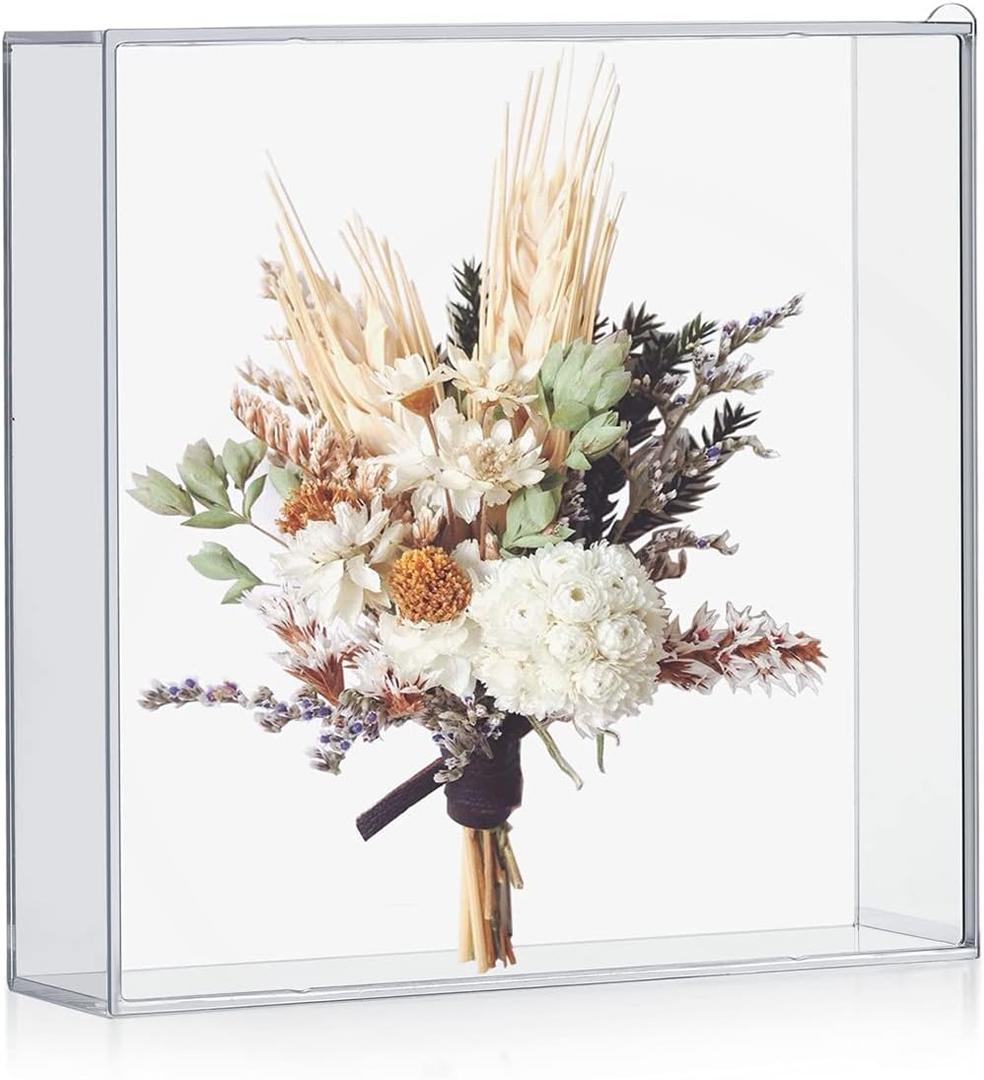 8x8 Shadow Box Frame, DIY Tabletop Display Case, All Clear Memory Box for Dried Flowers/Wedding/Party/Shop Decor, Open Box Only, NO Back Slot for Slip Picture(8x8x2)