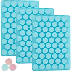 3 Pcs Round Chocolate Silicone Molds for Candy, Gummy, Caramels, Ganache, Ice Cubes, 55 Cavity Per Piece