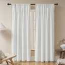 Joydeco White Boho Curtains 96 Inches Long 2 Panels, Super Soft Bohemian Farmhouse Curtains with Tassels, Semi Sheer Light Filtering Drapes for Bedroom Living Room (Rod Pocket, 52Wx96L)