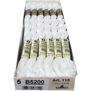 DMC Thread Pearl Cotton Skeins Size 5 27.3 Yards Snow White 115 5-B5200 (12-Pack)