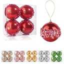 4pc Champagne Gold Christmas Ball Ornaments, 4pc Set Red Shatterproof Christmas Decorations Tree Balls for Xmas Trees Wedding Party Holiday Decorations (10.5CM/4")