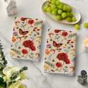 Artoid Mode Bee Butterfly Floral Spring Kitchen Towels Dish Towels, 18x26 Inch Farmhouse Summer Decoration Cleaning Set of 2