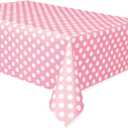 Dotted Rectangular Plastic Table Cover | 54" x 108" | Lovely Pink | 1 Pc