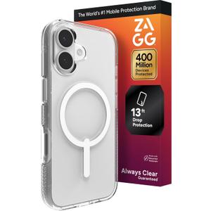 ZAGG Crystal Palace Case for iPhone 17 - Clear, Drop Protection (13ft/4m), ClearGuard AntiYellowing & ScratchResistant, MagSafe & Wireless Charging Compatible