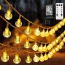 BAILONGJU Globe String Lights 49.2 Feet 100 LED, Plug in Crystal Fairy String Lights with Remote Timer, 8 Modes Indoor Outdoor Hanging Globe Lights for Wedding Bedroom Classroom Patio Garden