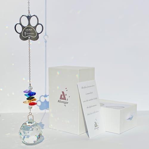 Dog Memorial Gifts, Paw Print Sun Catcher Dogs Cats Pet Remembrance, Crystal Ball Window Suncatcher, Bereavement Grief Sympathy Gift (paw Multicolour)