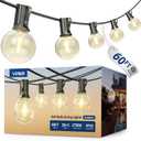 VIPAR Outdoor String Lights, 60FT 32 G40 Bulbs Patio Lights Outdoor Waterproof, Shatterproof Vintage Connectable LED Outside Hanging Light for Backyard, Porch, Garden, Deck, Bistro, 2700K Dimmable