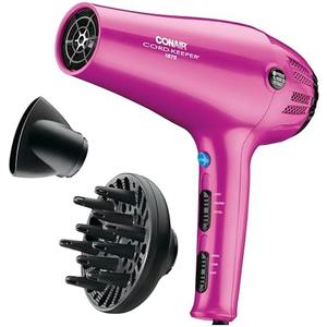 Conair Hair Dryer with Retractable Cord, 1875W Blow Dryer, 3 Heat Settings, 2 Speeds, Blow Dryer with Diffuser and Concentrator Attachments, Ionic + Tourmaline Technology, Pink Conair Hair Dryer with Retractable Cord, 1875W Blow Dryer, 3 Heat Settings, 2 Speeds, Blow Dryer with Diffuser and Concentrator Attachments, Ionic + Tourmaline Technology, Pink